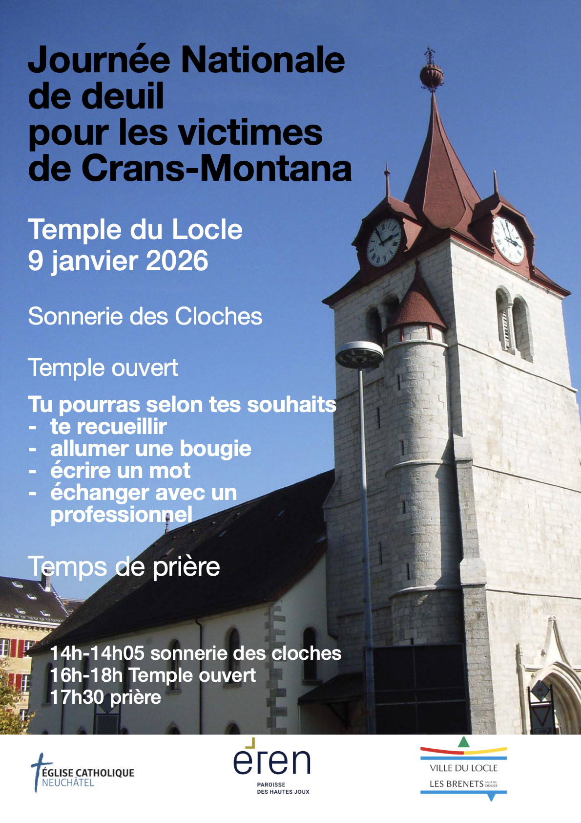 Vendredi 9 janvier, Temple du Locle ouvert