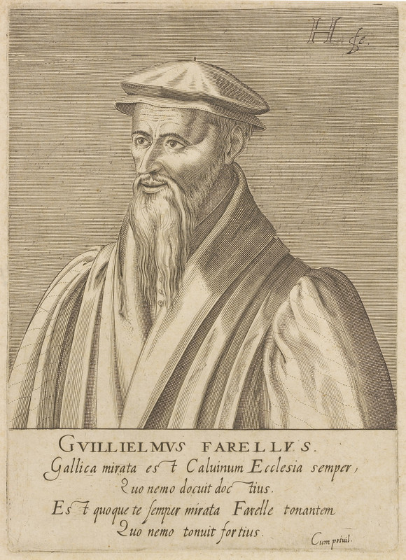 Le 2e Guillaume : Guillaume Farel, réformateur gravé par HONDRIUS, Hendrik (le Vieux) (1563-1611) [Graveur], BPUN
