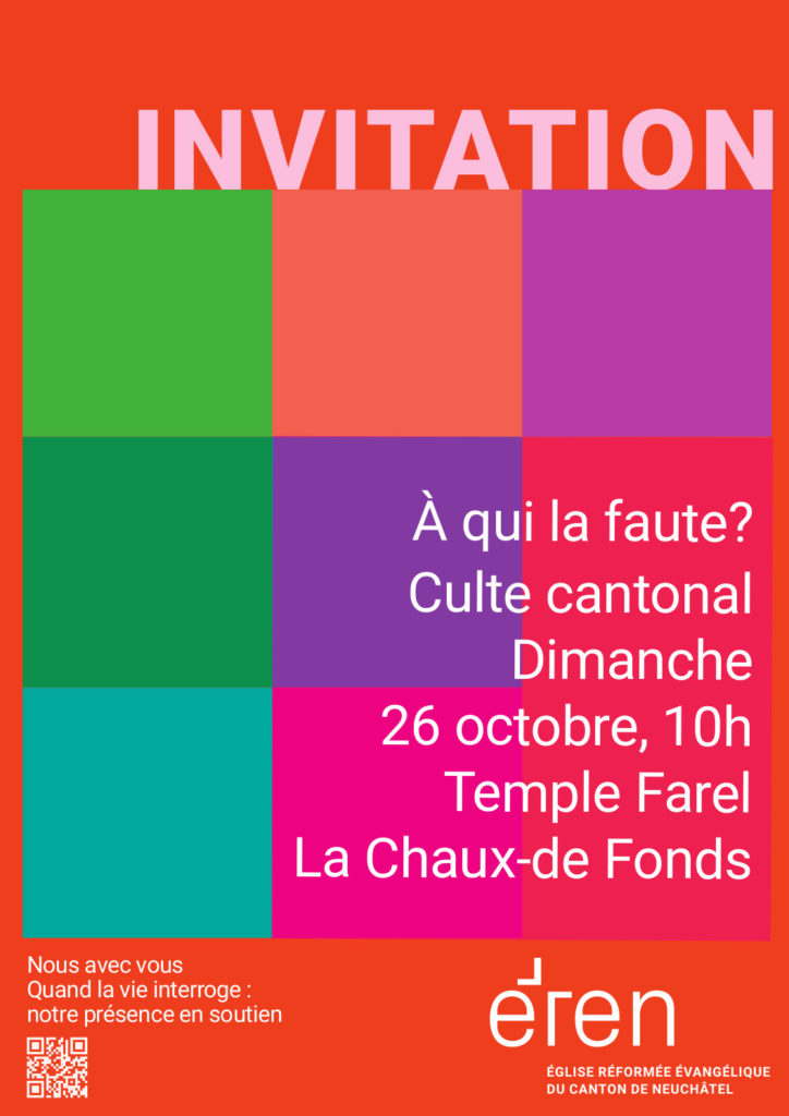 Carton d'invitation au culte cantonal du 26 octobre 2025.