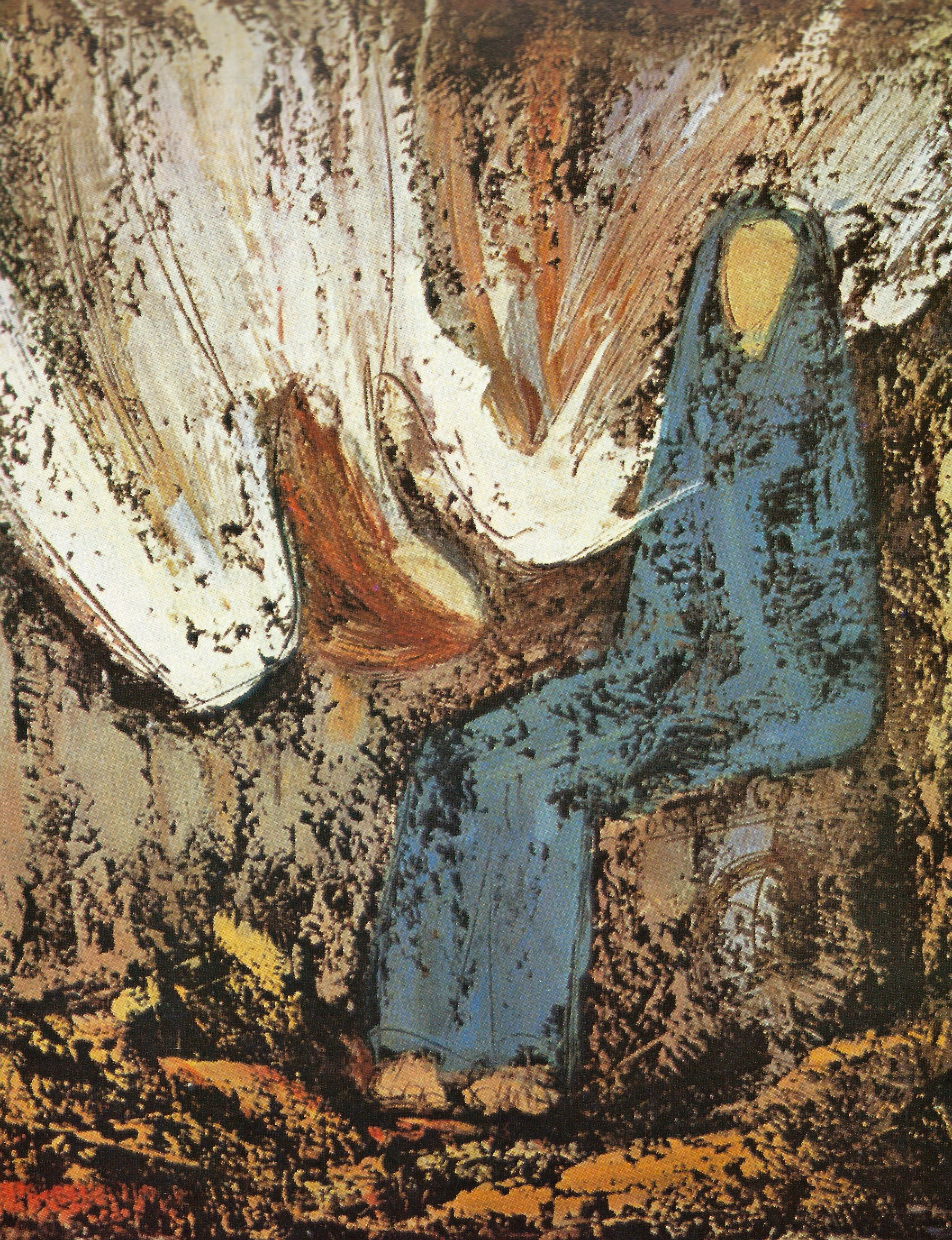 "Annonciation", peinture de William Congdon, USA 1960, in "Voici Jésus l'Emmanuel. La venue de Jésus dans l'art et la Bible", Hans-Ruedi Weber, Labor et Fides / Conseil Oecuménique des Eglises, 1988